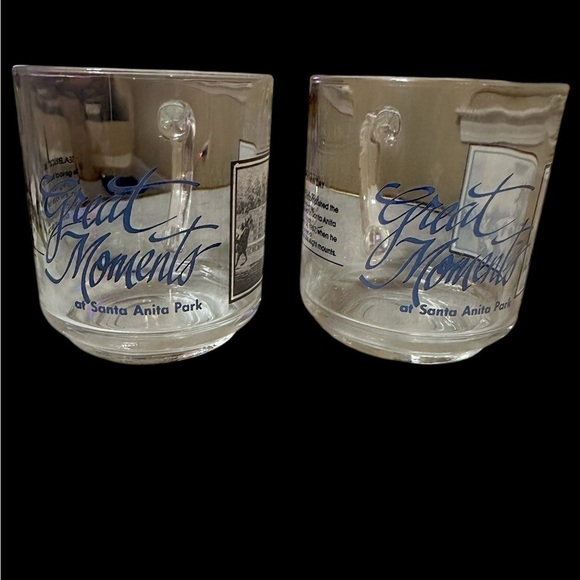 Rare Santa Anita Horse Racing Commemorative Glass Mug Set of 2 - Picture 3 of 9